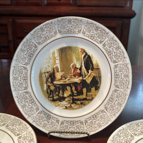 Wittnauer Collectors Guild Bone China 9” Plates Colonial 4pcs Wall Art - Picture 2 of 9
